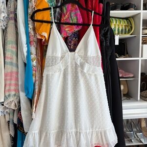 Majorelle White Sleeveless Dress with Ruffle Hem